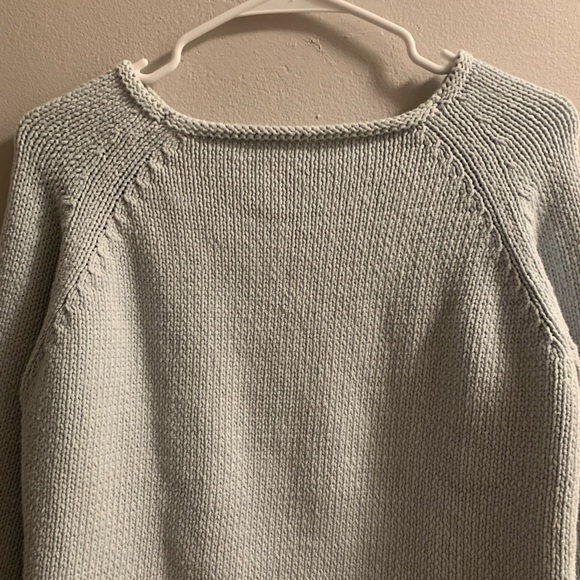 Garnet Hill Cotton Knit Blue Long Sleeve Sweater - Picture 2 of 6